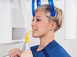 Woman receiving 3D CT scan