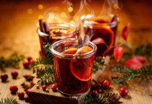three cups of mulled wine